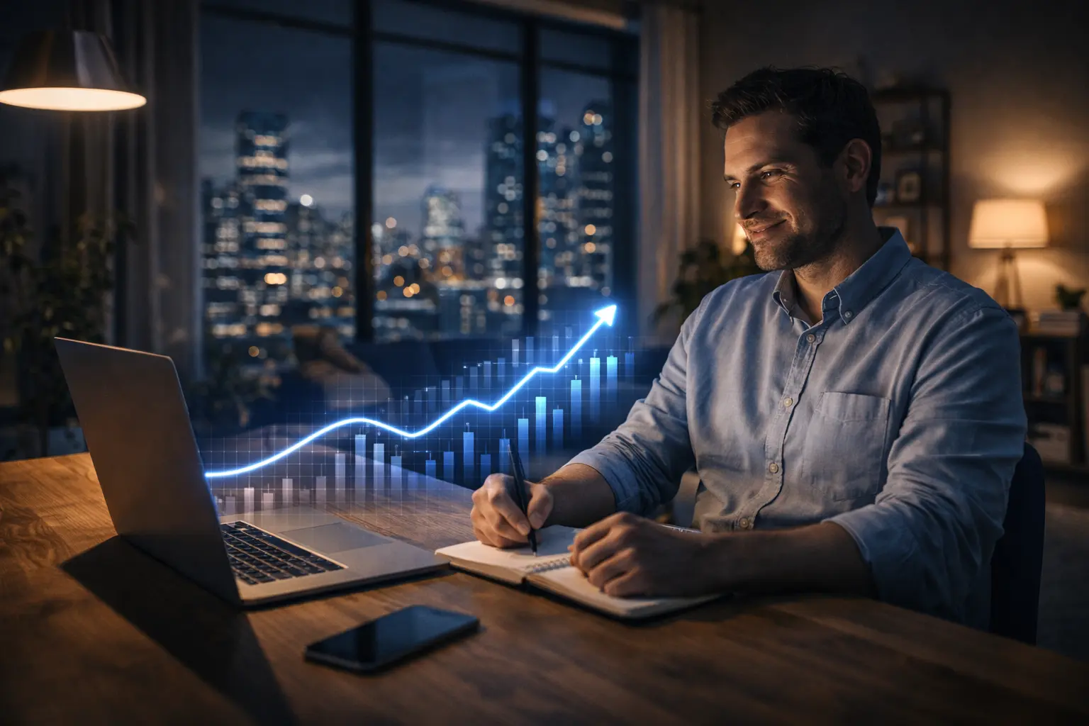 Човек изготвя личен финансов план при високи лихви